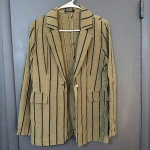 Doe & Rae Olive Navy Striped Blazer